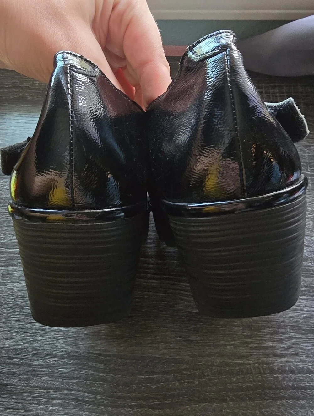 Fly London Yasi Black Patent Leather Wedge Mary Jane Shoe